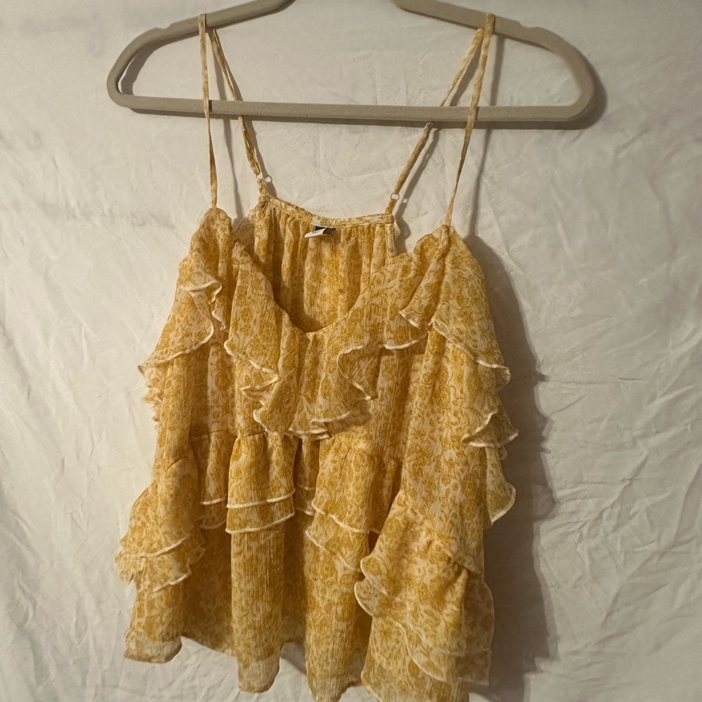 Old Navy Yellow Floral Ruffle Blouse
